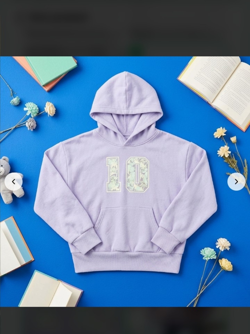 wonder nation Lilac Hoodie with Floral '10' Applique